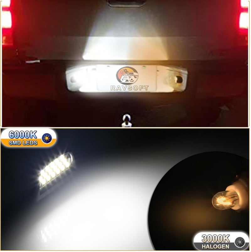 RAVSOFT LED License Plate Light tag lamp Assembly For 1999-2013 Chevy Silverado GMC Sierra 1500 2500 3500 Avalanche Suburban Tahoe Yukon Black housing 6000K White, Pack of 2 - Image 5